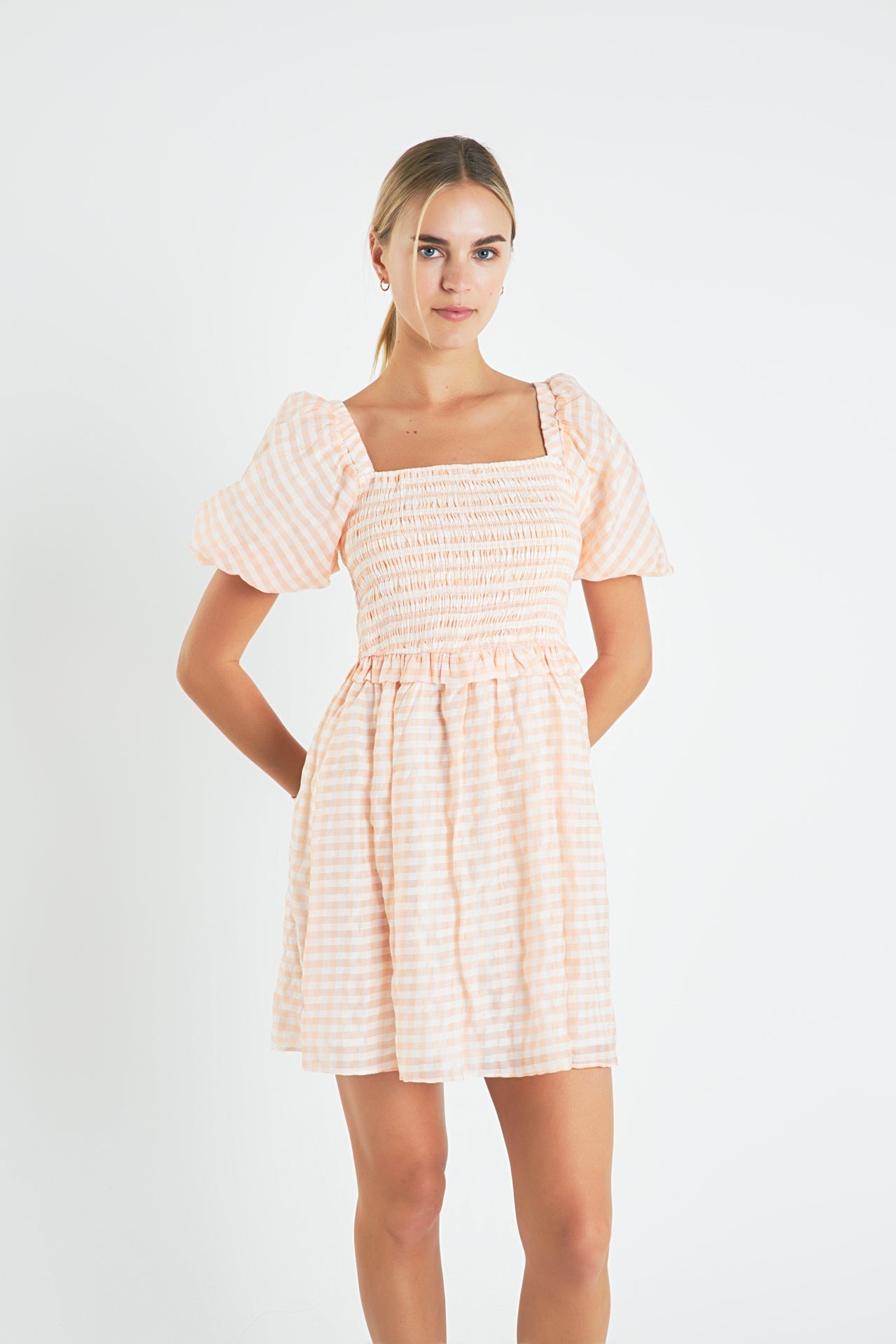 ENGLISH FACTORY - English Factory - Plaid Smocked Mini Dress - DRESSES available at Objectrare