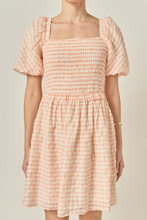 ENGLISH FACTORY - Plaid Smocked Mini Dress - DRESSES available at Objectrare
