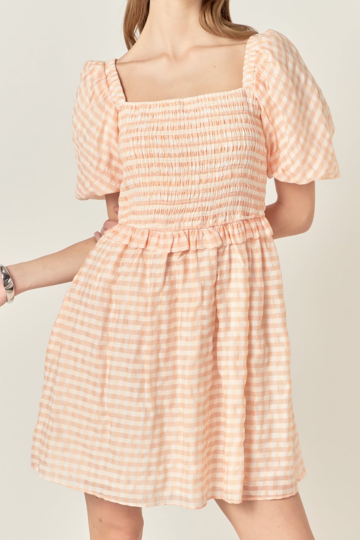 Plaid Smocked Mini Dress