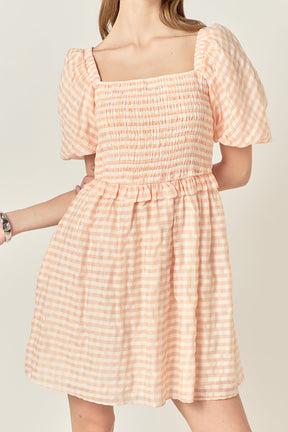 Plaid Smocked Mini Dress