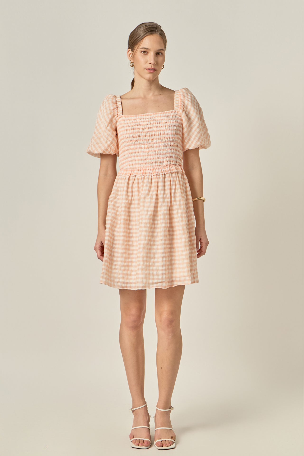 ENGLISH FACTORY - Plaid Smocked Mini Dress - DRESSES available at Objectrare