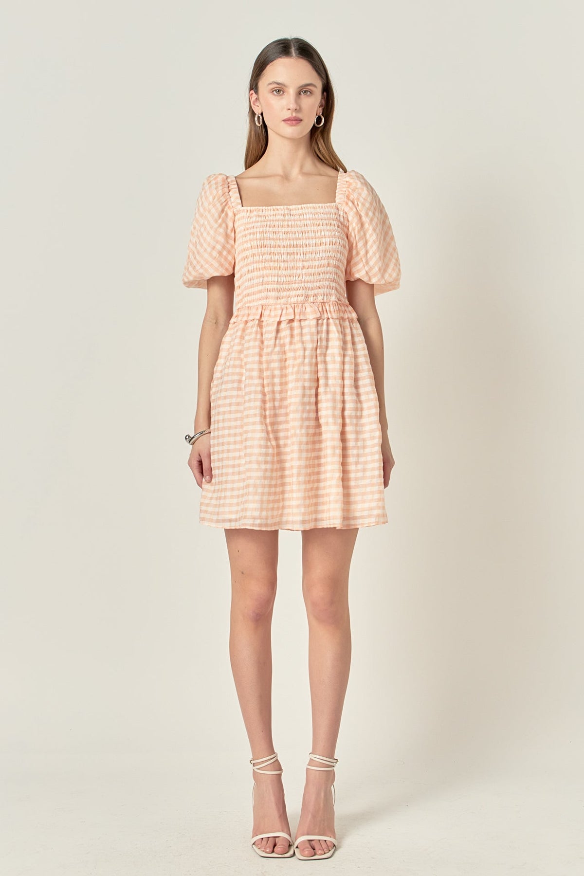 Plaid Smocked Mini Dress