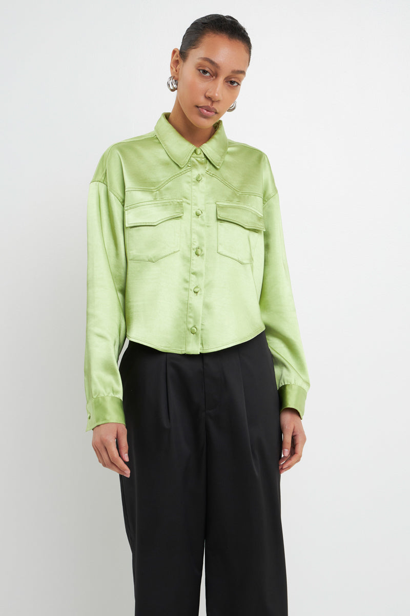 GREY LAB - Satin Crop Jacket - JACKETS available at Objectrare