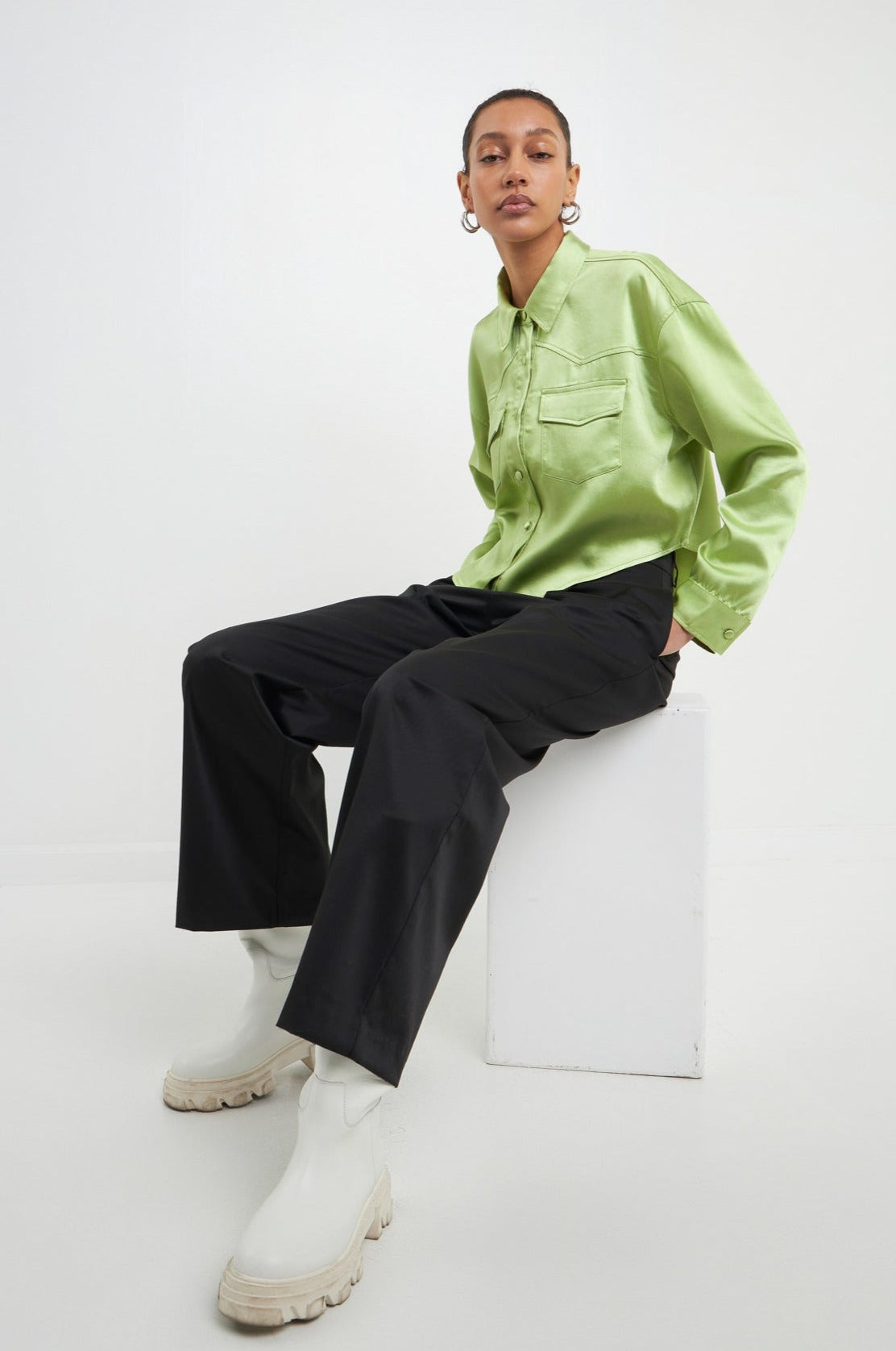 GREY LAB - Satin Crop Jacket - JACKETS available at Objectrare