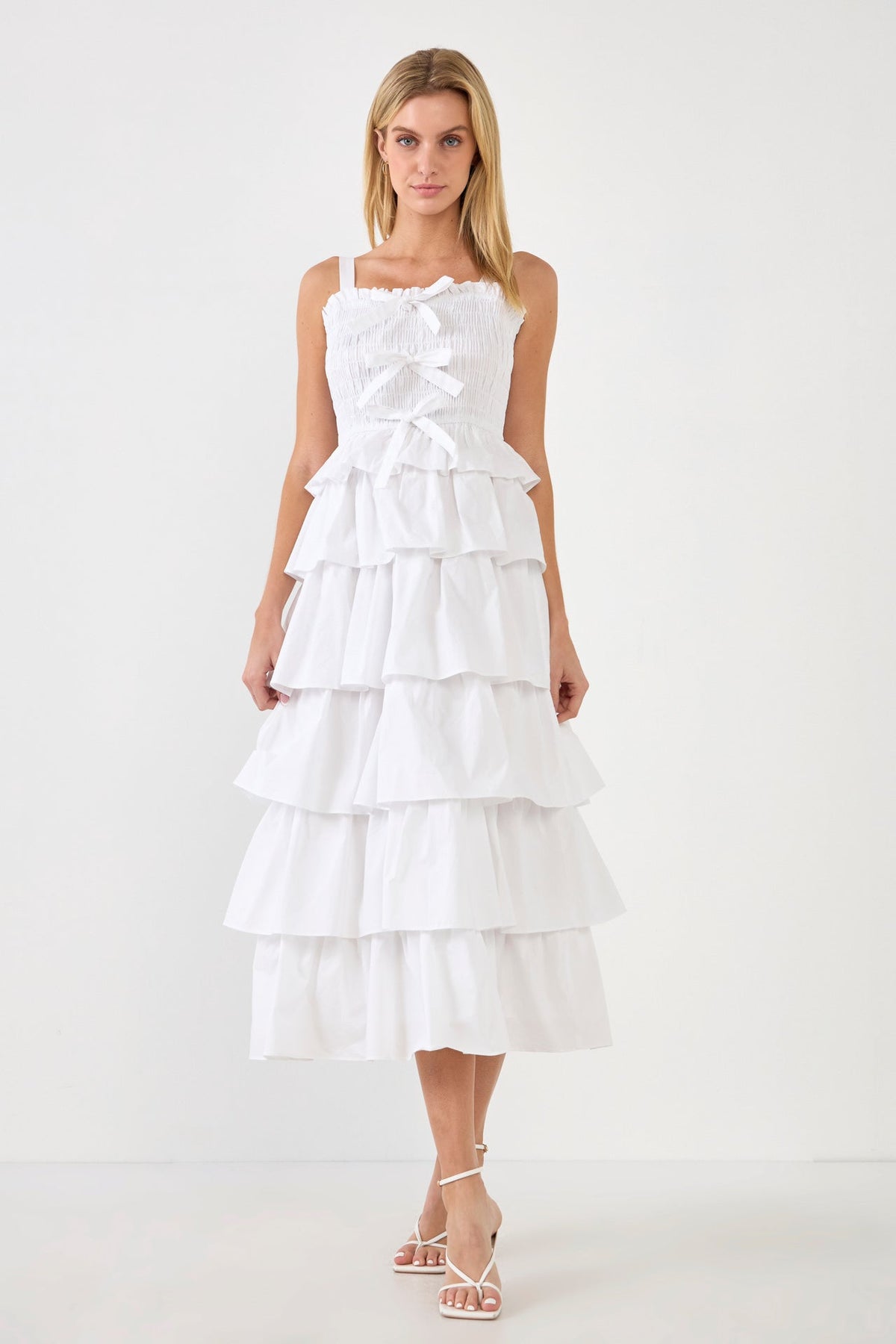 ENGLISH FACTORY - Ruffle Tiered Maxi Dress with Ties - DRESSES available at Objectrare