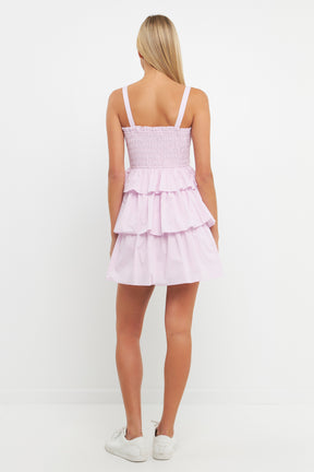 Ruffle tiered Mini Dress with Ties