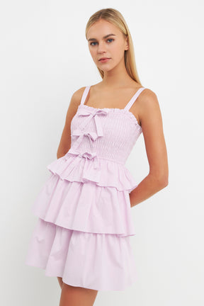 Ruffle tiered Mini Dress with Ties