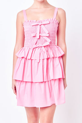 Ruffle tiered Mini Dress with Ties