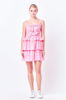 Ruffle tiered Mini Dress with Ties