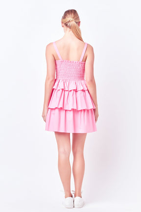 Ruffle tiered Mini Dress with Ties