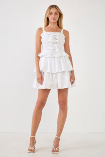 Ruffle tiered Mini Dress with Ties