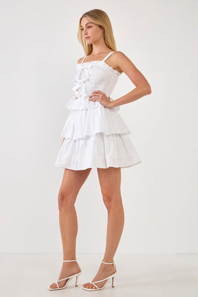 Ruffle tiered Mini Dress with Ties