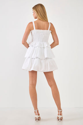 Ruffle tiered Mini Dress with Ties