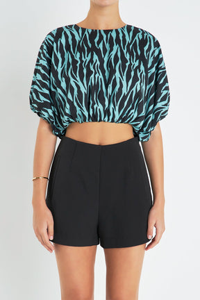 Tiger Print Voluminous Cropped Top