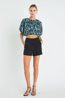 ENGLISH FACTORY - Tiger Print Voluminous Cropped Top - TOPS available at Objectrare