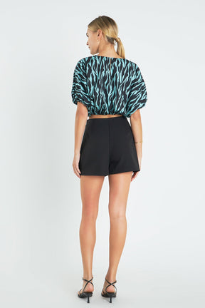 ENGLISH FACTORY - Tiger Print Voluminous Cropped Top - TOPS available at Objectrare