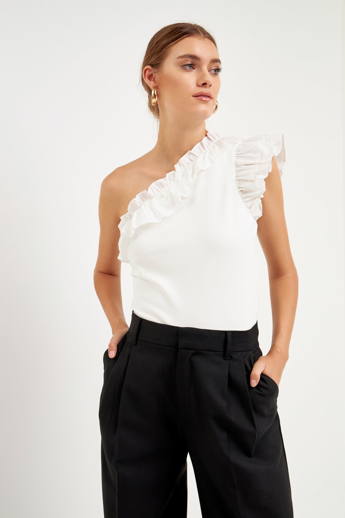 One Shoulder Top with Ruffle