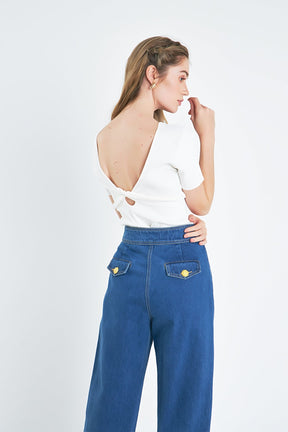 ENGLISH FACTORY - Knotted Back Detail Knit Top - TOPS available at Objectrare