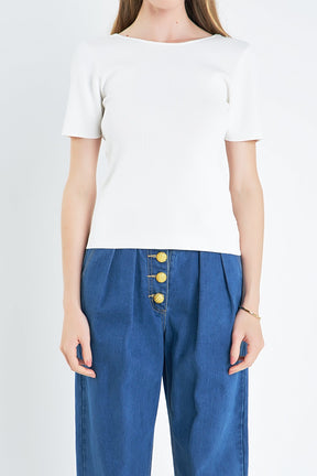 ENGLISH FACTORY - Knotted Back Detail Knit Top - TOPS available at Objectrare