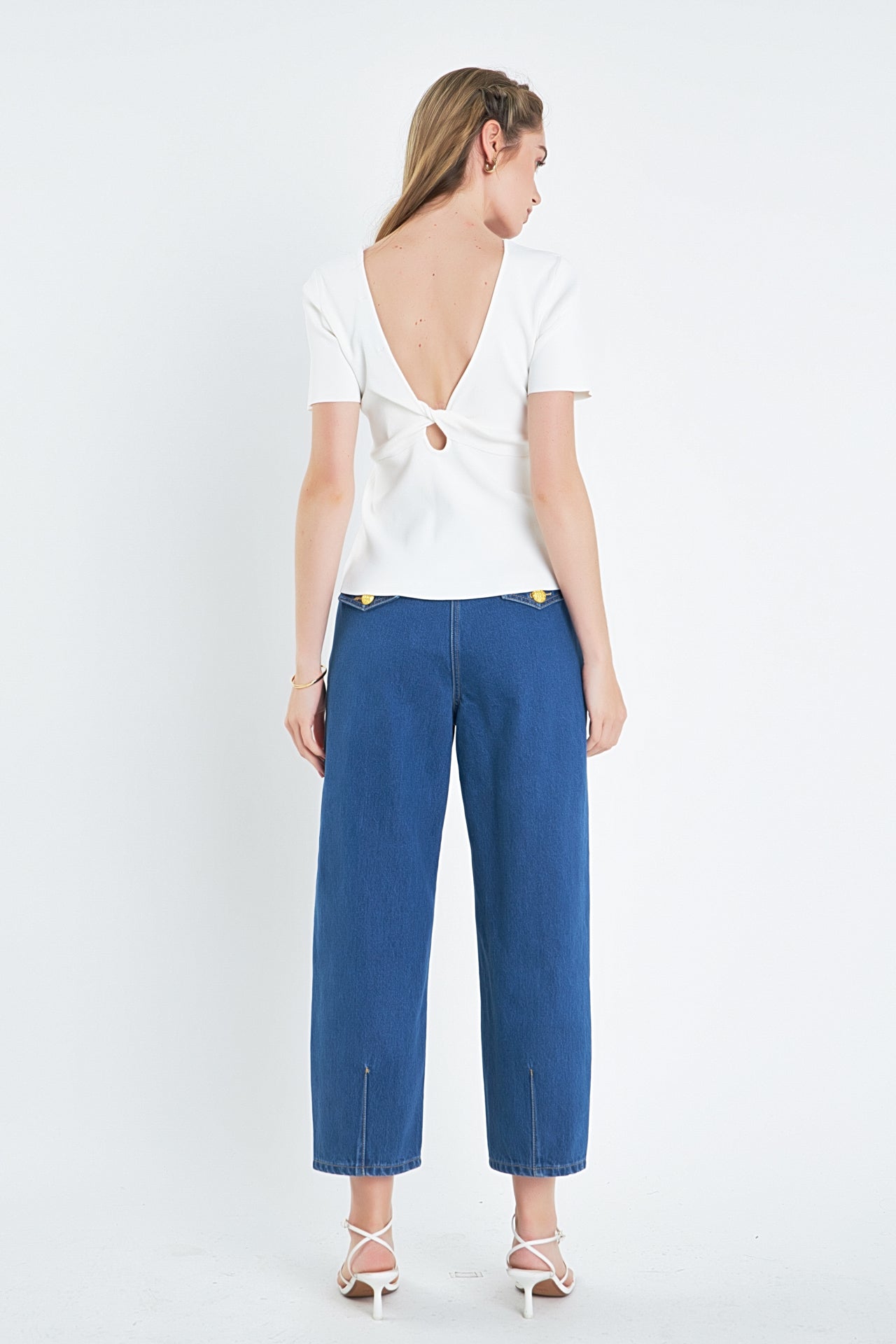 ENGLISH FACTORY - Knotted Back Detail Knit Top - TOPS available at Objectrare