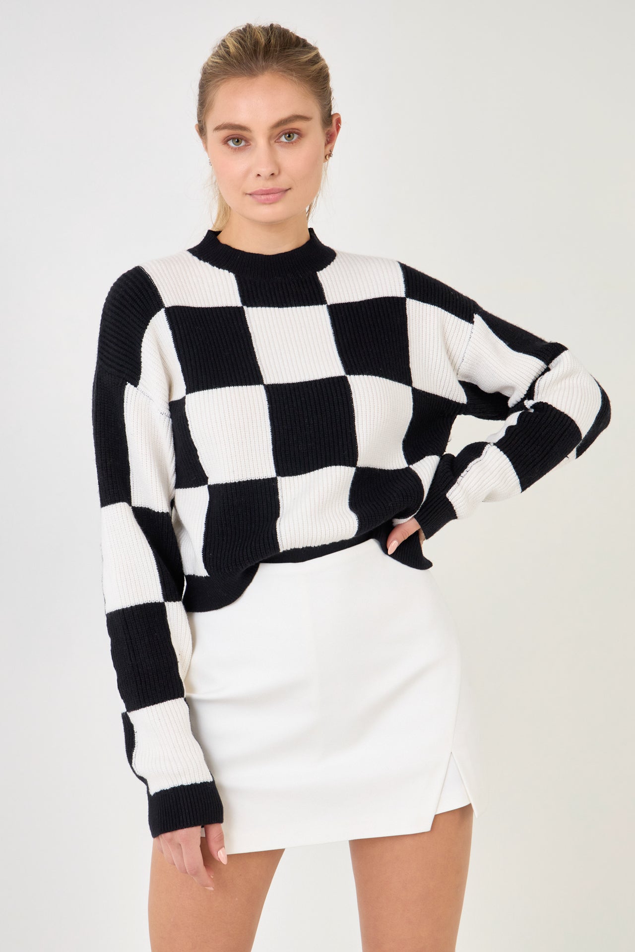 GREY LAB - Grey Lab - Checkerboard Knit Sweater - SWEATERS & KNITS available at Objectrare