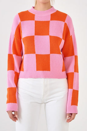 GREY LAB - Checkerboard Knit Sweater - SWEATERS & KNITS available at Objectrare