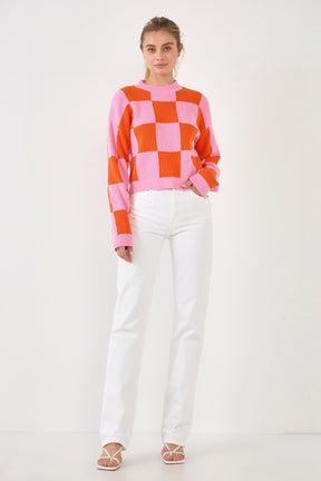 GREY LAB - Checkerboard Knit Sweater - SWEATERS & KNITS available at Objectrare