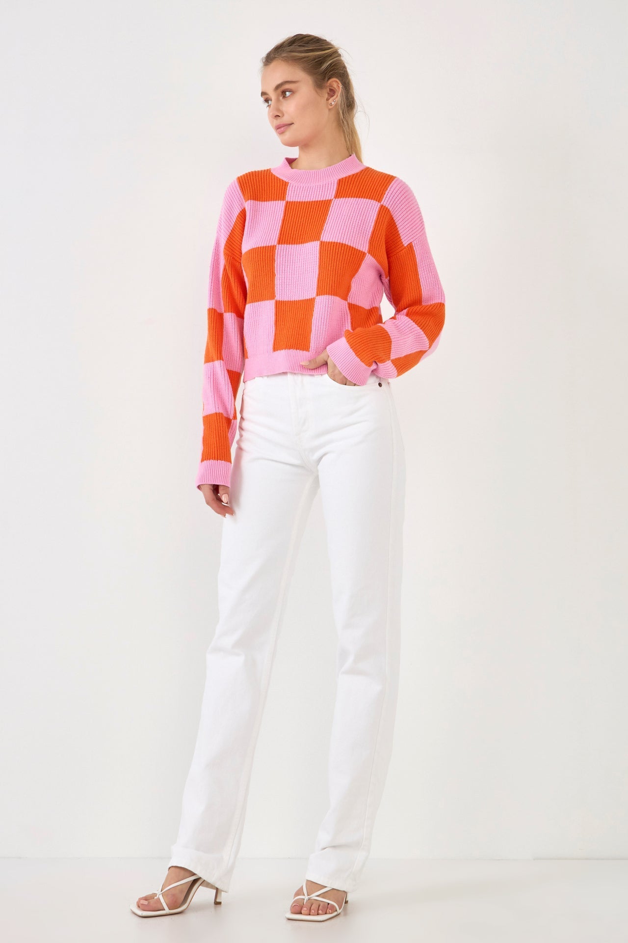 GREY LAB - Checkerboard Knit Sweater - SWEATERS & KNITS available at Objectrare