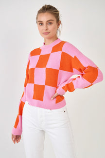 GREY LAB - Checkerboard Knit Sweater - SWEATERS & KNITS available at Objectrare