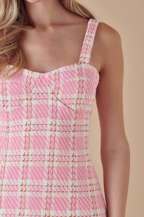 ENDLESS ROSE - Tweed Corset Detailed Mini Dress - DRESSES available at Objectrare