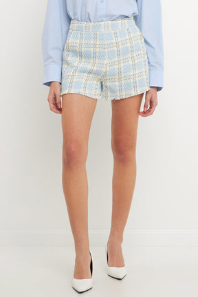 ENDLESS ROSE - Tweed Short with Frayed Hem - SHORTS available at Objectrare