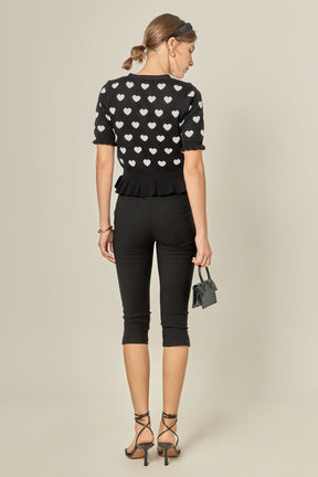 ENGLISH FACTORY - Heart Print Puff Sleeve Cardigan - SWEATERS & KNITS available at Objectrare