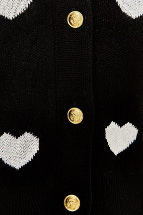 ENGLISH FACTORY - Heart Print Puff Sleeve Cardigan - SWEATERS & KNITS available at Objectrare