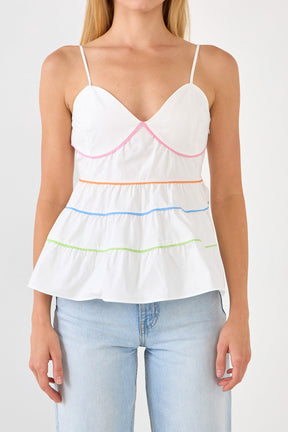 ENGLISH FACTORY - Color Piping Detail Sleeveless Top - TOPS available at Objectrare