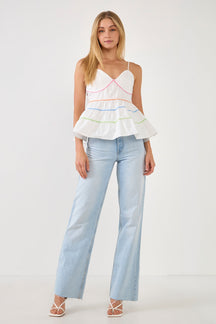 ENGLISH FACTORY - Color Piping Detail Sleeveless Top - TOPS available at Objectrare