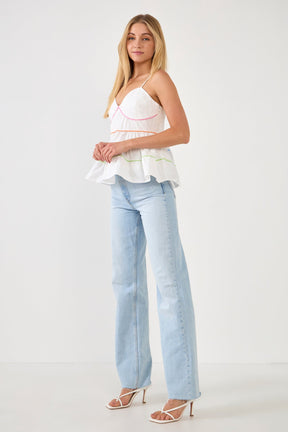 ENGLISH FACTORY - Color Piping Detail Sleeveless Top - TOPS available at Objectrare