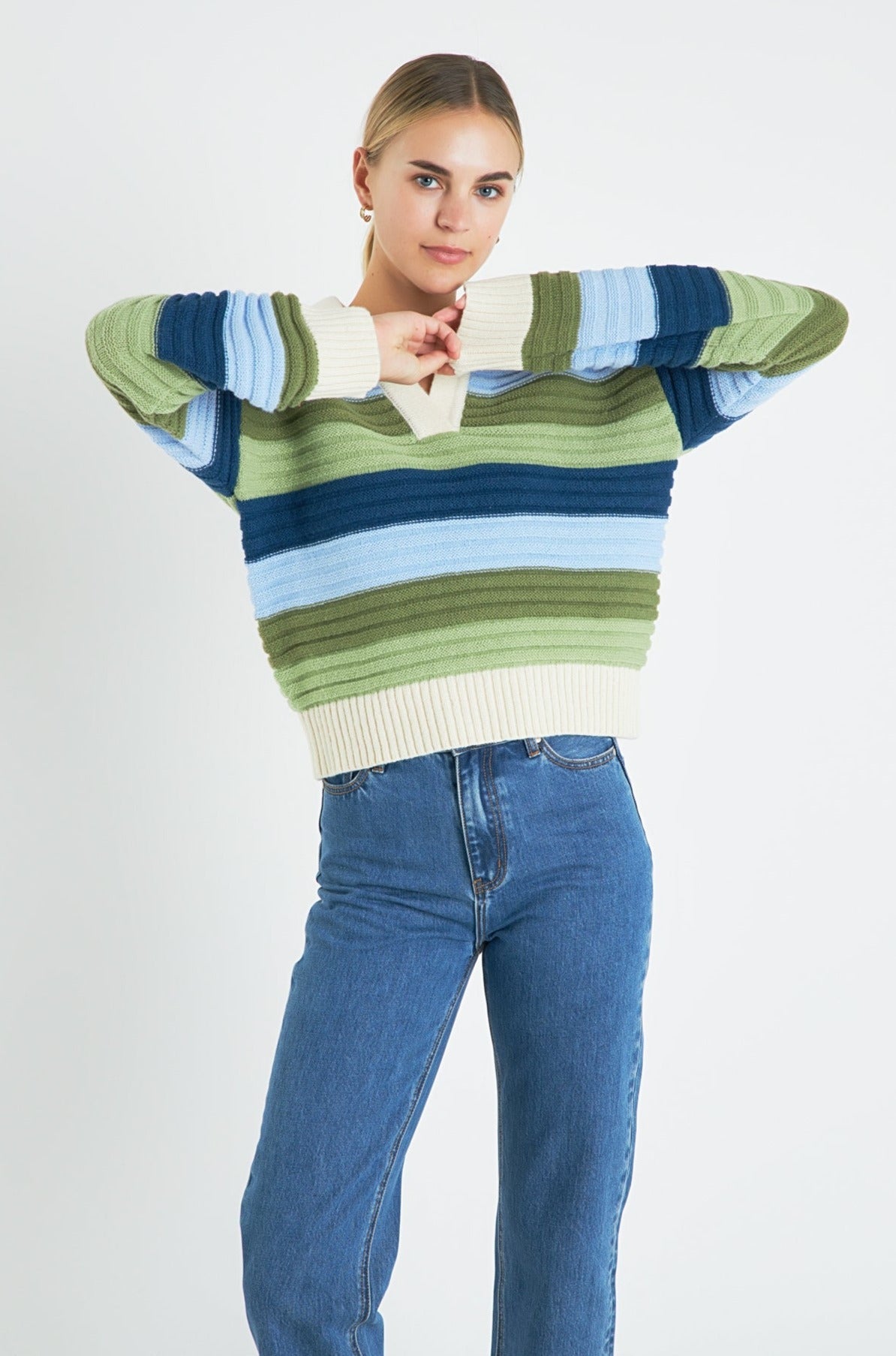 ENGLISH FACTORY - English Factory - Rainbow Striped Knit Top - SWEATERS & KNITS available at Objectrare