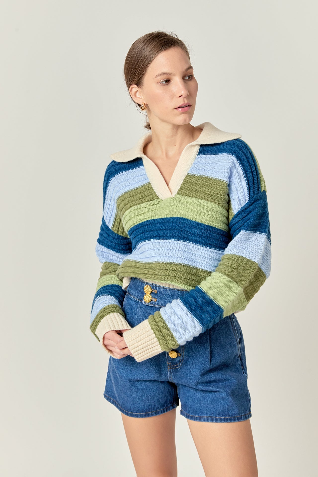 ENGLISH FACTORY - English Factory - Rainbow Striped Knit Top - SWEATERS & KNITS available at Objectrare