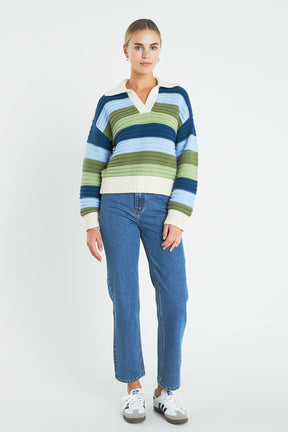 ENGLISH FACTORY - English Factory - Rainbow Striped Knit Top - SWEATERS & KNITS available at Objectrare