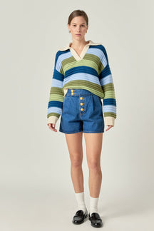 ENGLISH FACTORY - English Factory - Rainbow Striped Knit Top - SWEATERS & KNITS available at Objectrare