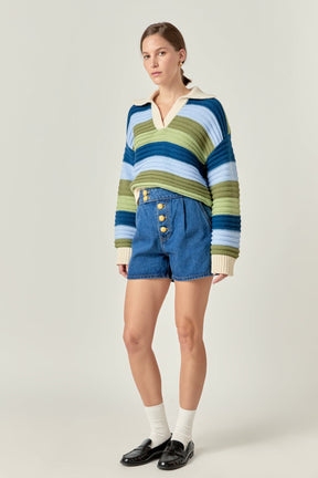 ENGLISH FACTORY - Rainbow Striped Knit Top - SWEATERS & KNITS available at Objectrare