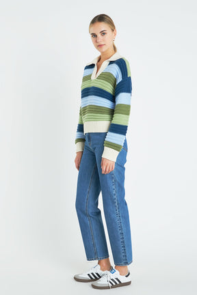 ENGLISH FACTORY - English Factory - Rainbow Striped Knit Top - SWEATERS & KNITS available at Objectrare