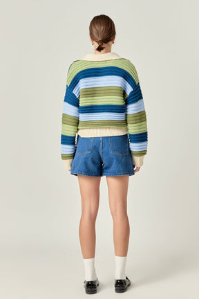 ENGLISH FACTORY - Rainbow Striped Knit Top - SWEATERS & KNITS available at Objectrare