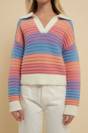 ENGLISH FACTORY - Rainbow Striped Knit Top - SWEATERS & KNITS available at Objectrare