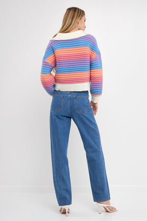 ENGLISH FACTORY - Rainbow Striped Knit Top - SWEATERS & KNITS available at Objectrare