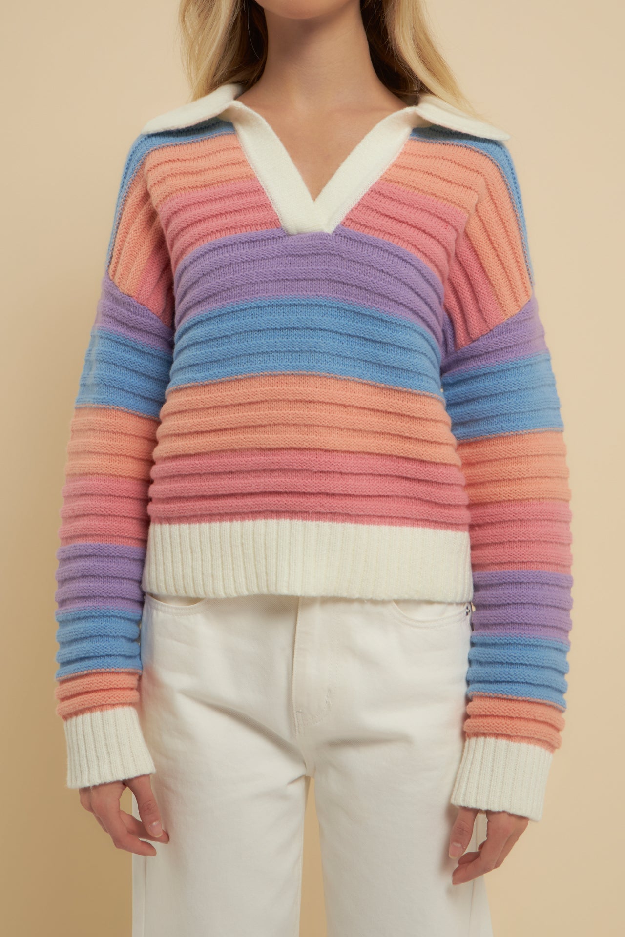 ENGLISH FACTORY - English Factory - Rainbow Striped Knit Top - SWEATERS & KNITS available at Objectrare