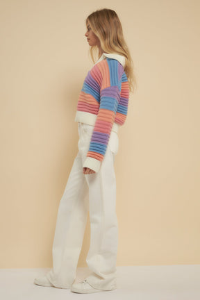 ENGLISH FACTORY - English Factory - Rainbow Striped Knit Top - SWEATERS & KNITS available at Objectrare