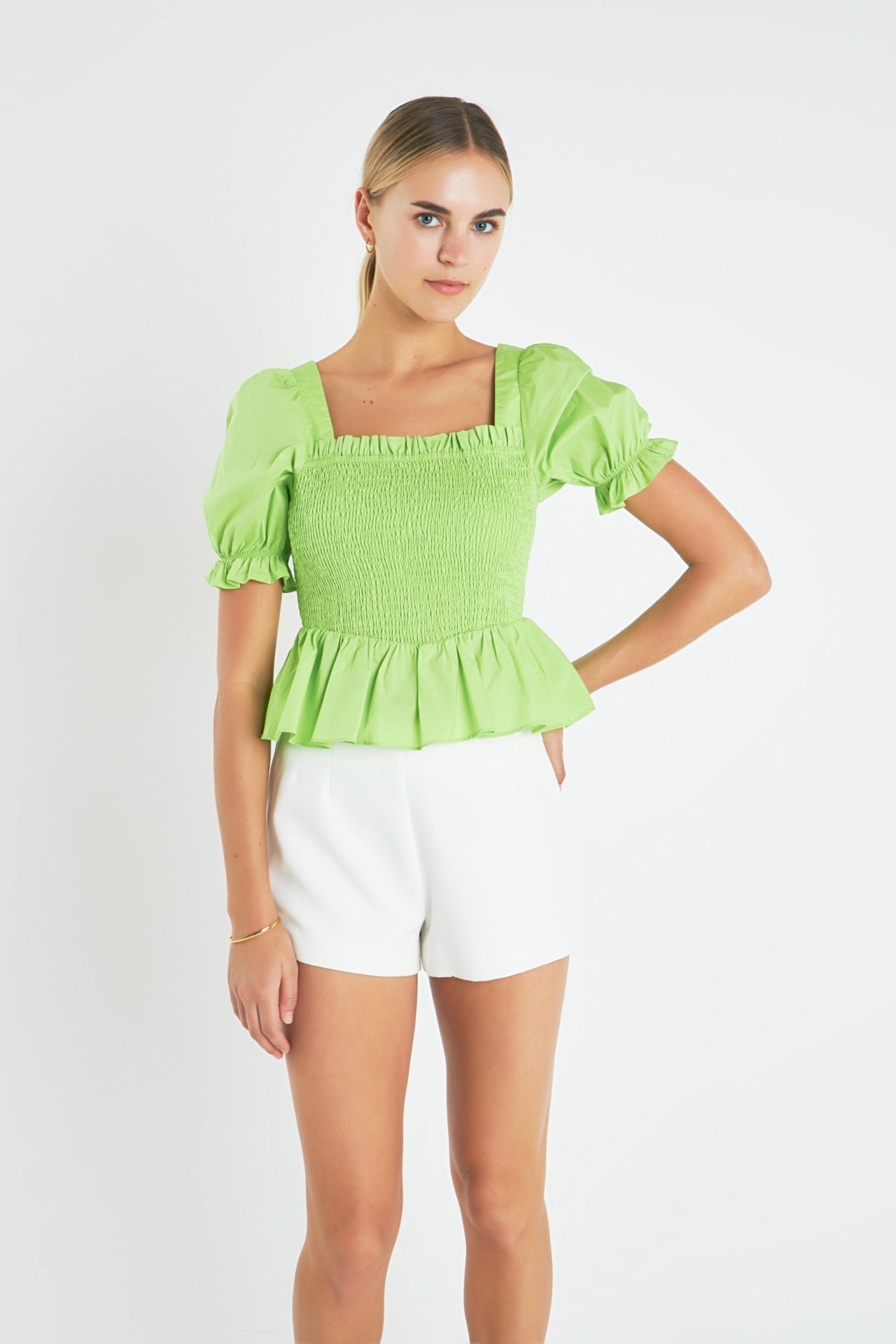 ENGLISH FACTORY - English Factory - Puff Sleeve Top with Square Neckline - TOPS available at Objectrare