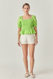 ENGLISH FACTORY - Puff Sleeve Top with Square Neckline - TOPS available at Objectrare