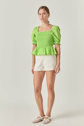 ENGLISH FACTORY - Puff Sleeve Top with Square Neckline - TOPS available at Objectrare